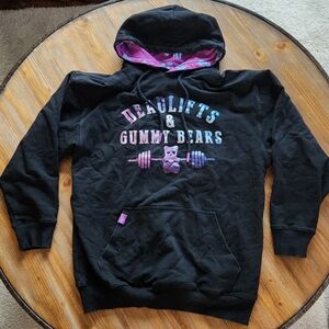 Axe & Sledge, Black Deadlifts & Gummy Bears HWMF Stretch Athletic Hoodie, Medium